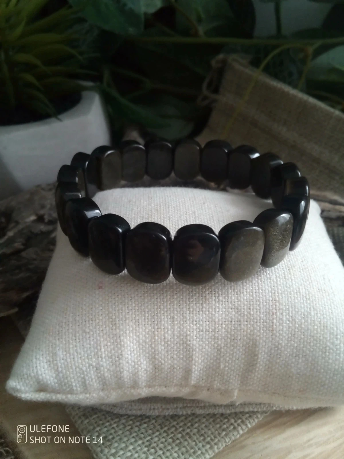 Bracelet obsidienne dorée – photo 5